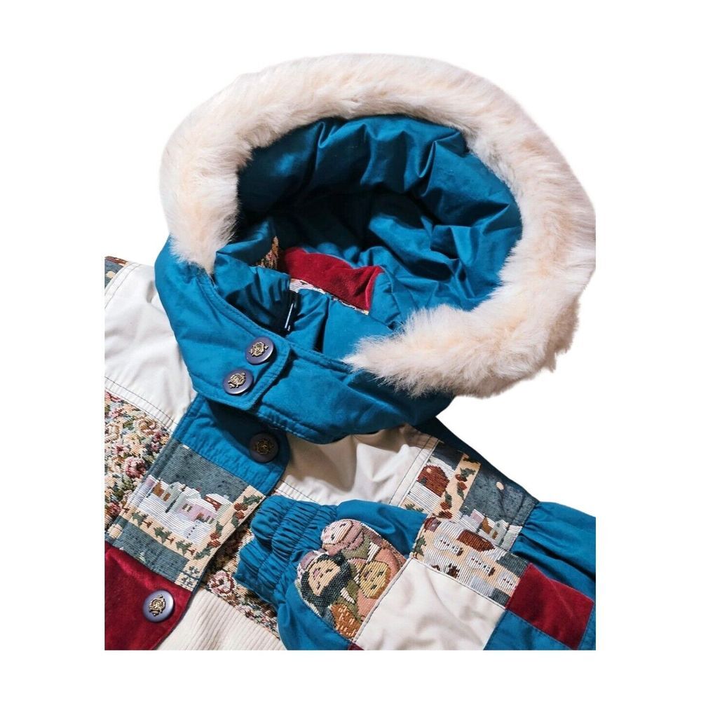 NOS Rothschild Storm Stopper Patchwork Puffer Coat Ski Parka Hood Women's XL NWT